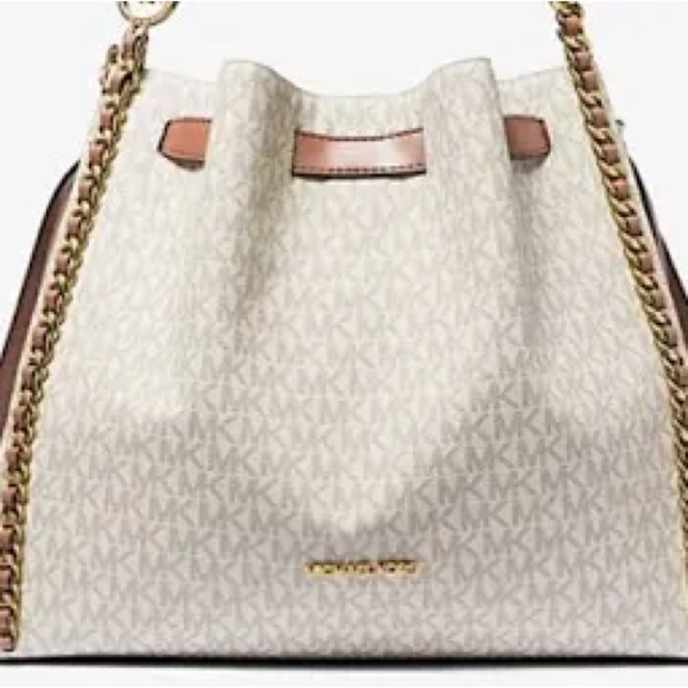 Mina Large Signature Logo Chain Shoulder Bag - Picture 3 of 3